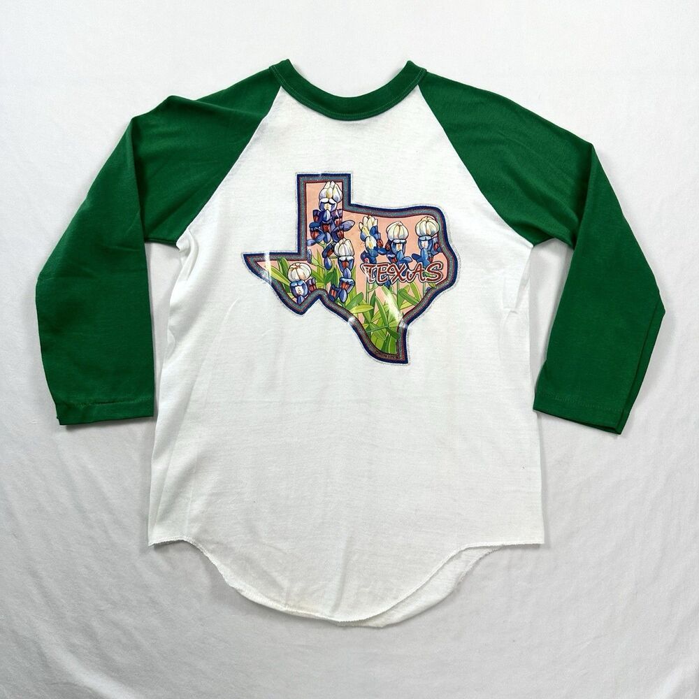 VTG Sport-T Stedman Texas T-Shirt Youth L 14-16 Raglan Single Stitch Decal